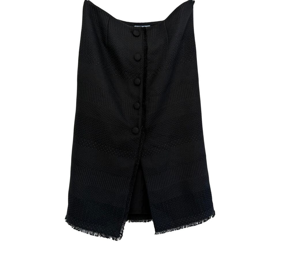 Antonio Melani Textured Button Down Midi Skirt Womens 12 Black Boho Chic Luxury
